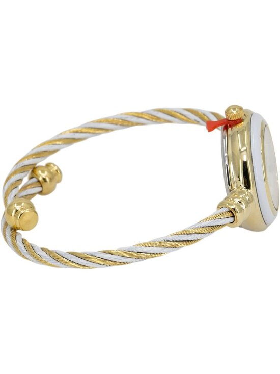 Women\'s White Gold Analog Quartz Elegant Cable Cuff Arabic Number Bracelet Watch main image 7